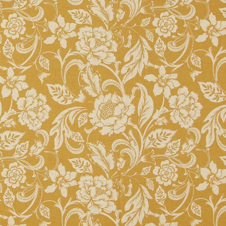 Decostof Half panama Bloemen, nostalgisch – natuur/mosterd,  image number 1