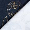 Katoenjersey Stof voor rand met bloemen in gouden glitters | Glitzerpüppi – nachtblauw/jeansblauw,  thumbnail number 4
