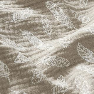 Mousseline/dubbel gehaakte stoffen Veren – beige/wit, 
