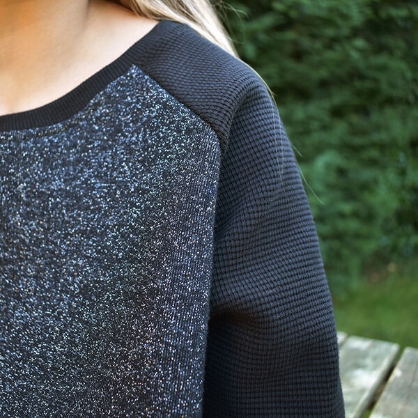 Mini Katoenen wafel jersey effen – zwart, image number 7