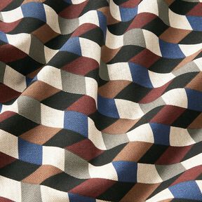 Decostof Half panama minimalistische kubussen &ndash; natuur/blauw, 