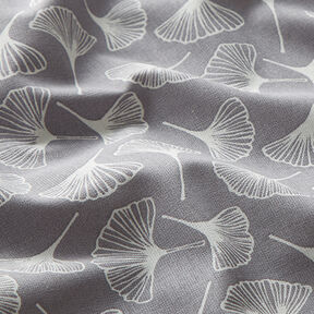 Katoenen stof cretonne Ginkgo – grijs, 