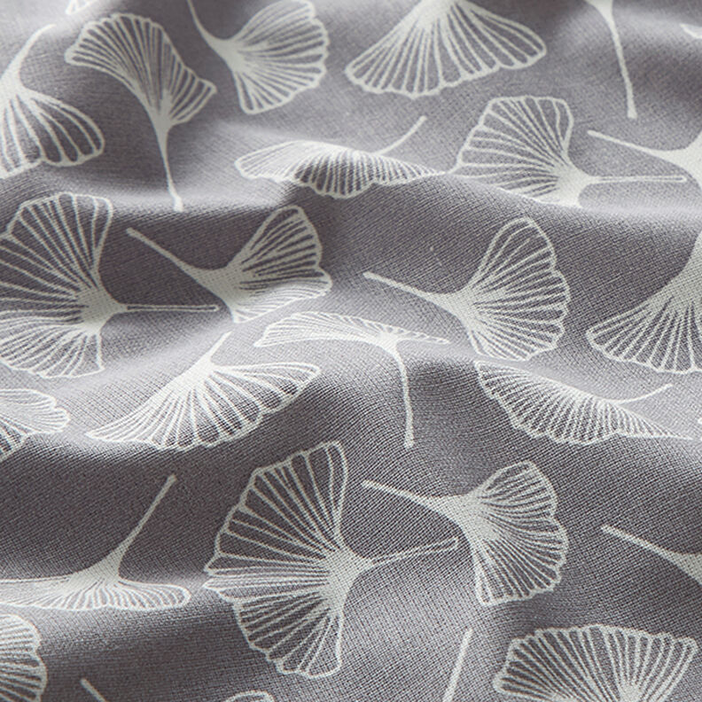 Katoenen stof cretonne Ginkgo – grijs, image number 2