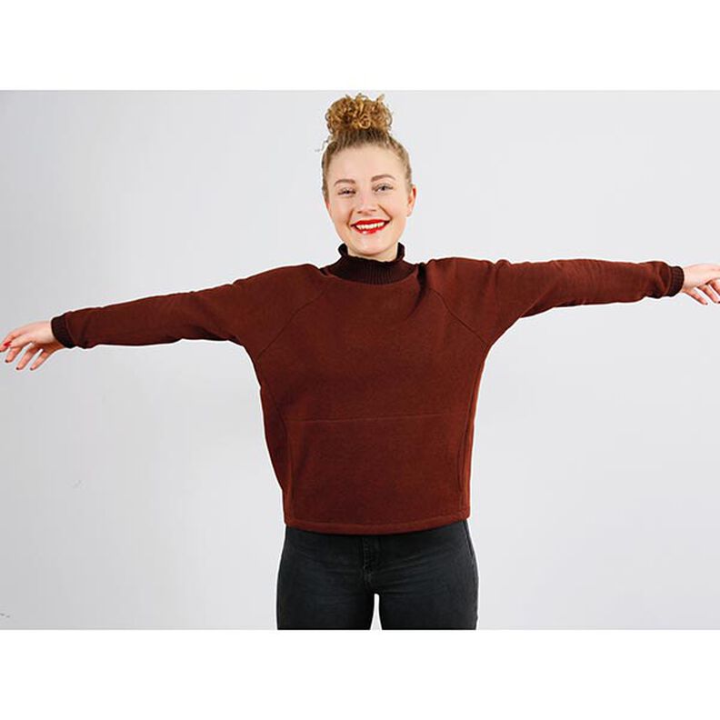 MEVROUW BETTI Sweater met vleermuismouwen, buikzak en opstaande kraag | Studio Schnittreif | XS-XXL,  image number 4