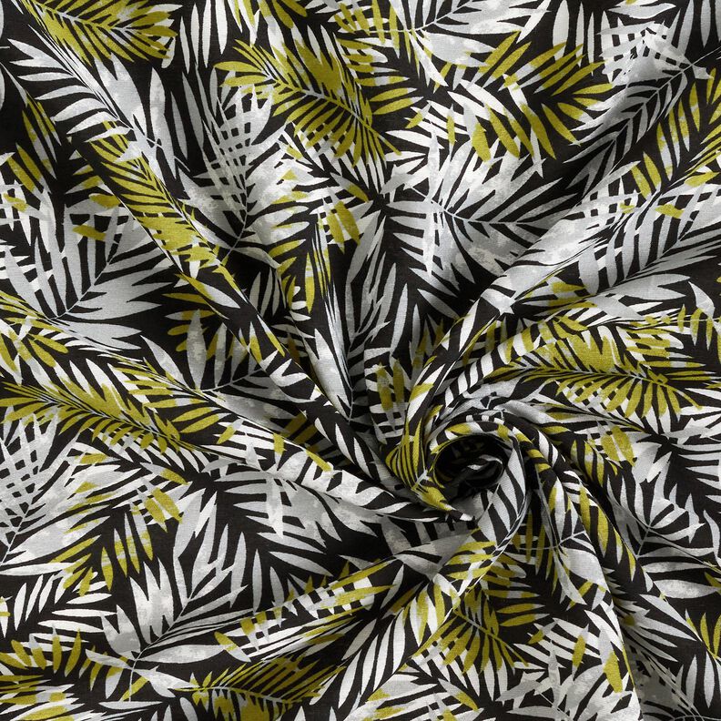 Viscosemix palmbladeren – zwart/geel olijfgroen,  image number 3