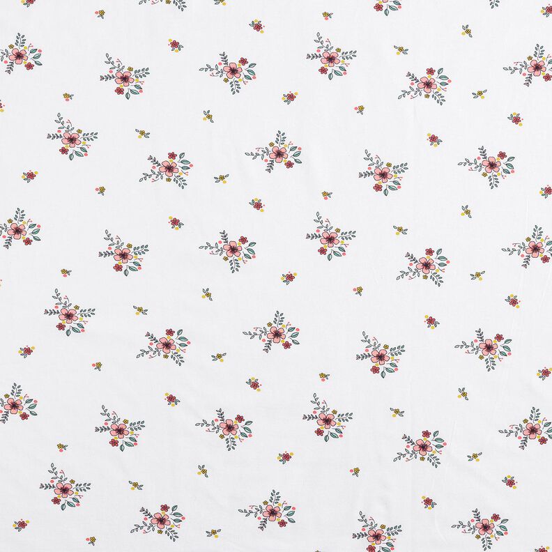GOTS Katoenjersey verspreide bloemen | Poppy Fabrics – wit,  image number 1