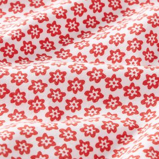 Katoenjersey kleine bloemetjes – wit/rood, 