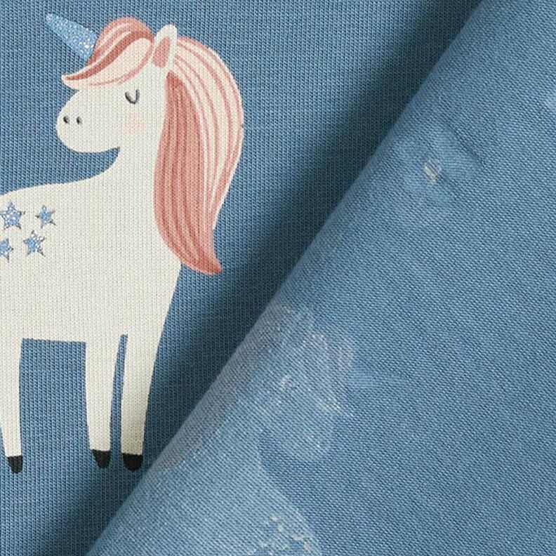 Katoenjersey lieve glittereenhoorns – blauwgrijs,  image number 5