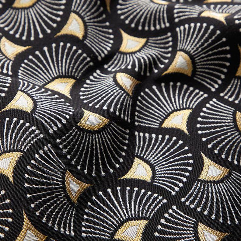 Decostof Jacquard Kleine vakken – zwart/goud,  image number 2