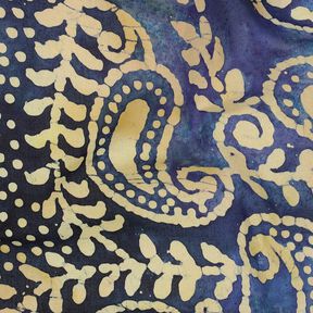 Fijne katoenen batist Batik-paisley – oceaanblauw/zand, 
