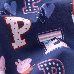 Katoenpopeline Peppa Pig-letters Licentiestof | ABC Ltd – indigo, 