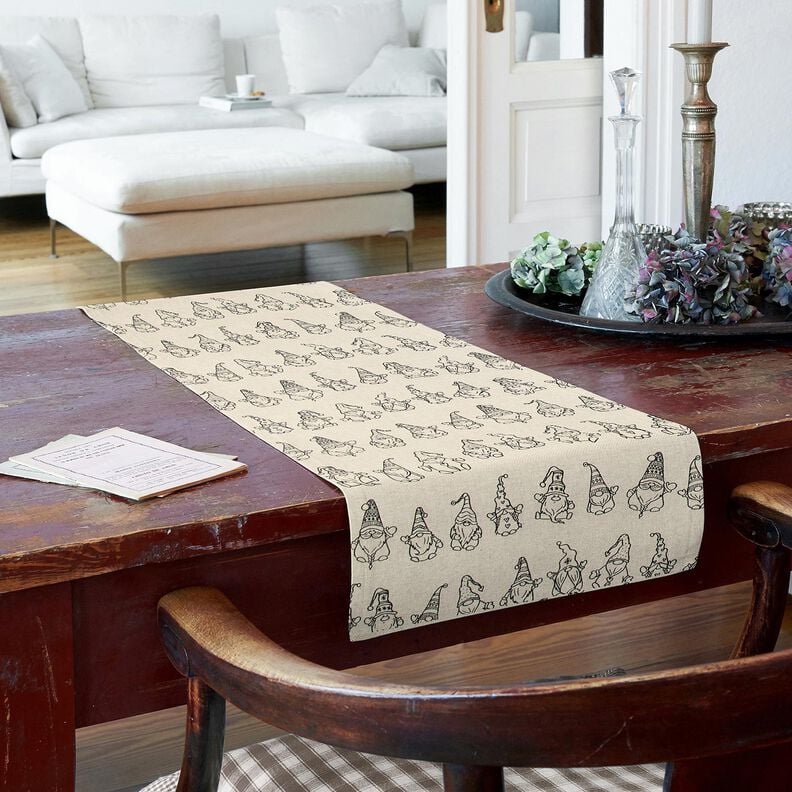 Decostof Half panama feestelijke kabouters – natuur/zwart,  image number 7