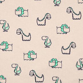 Katoenflanel Brutale dinosaurussen | Poppy Fabrics – natuur/smaragdgroen, 