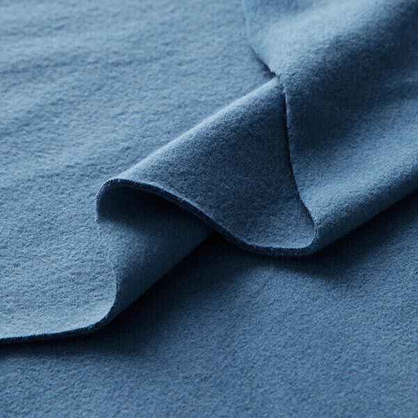 GOTS Katoenen fleece effen – jeansblauw,  image number 3