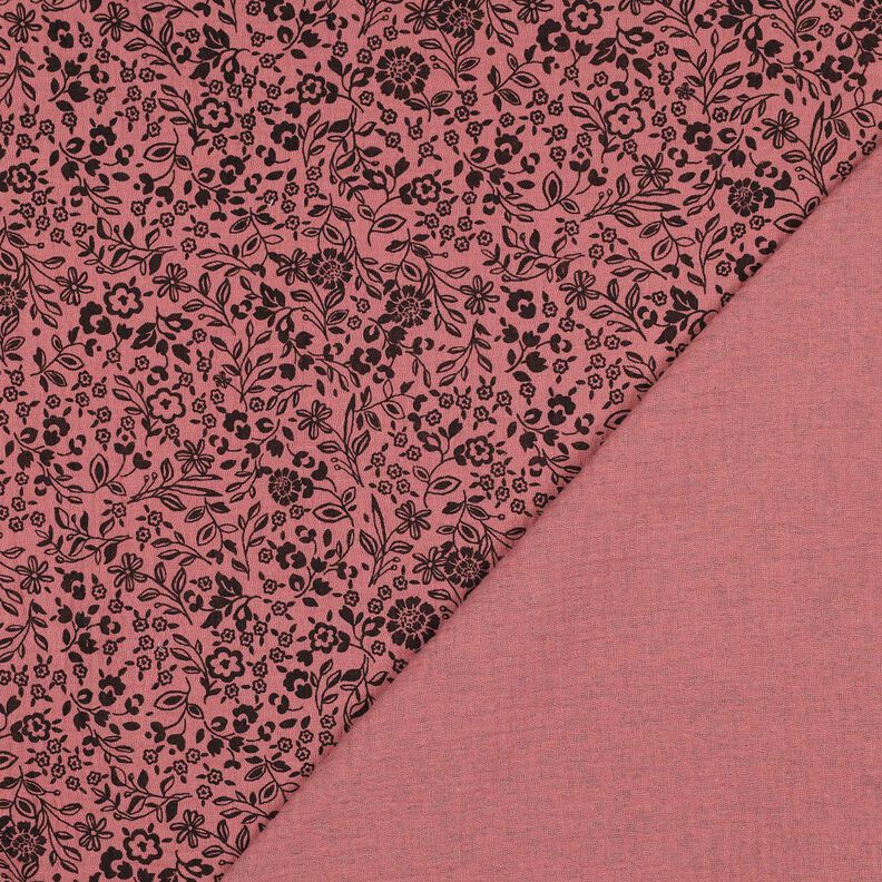 Mousseline/dubbel gehaakte stoffen tweekleurige bloemen  | Poppy Fabrics – donker oudroze/zwart,  image number 4