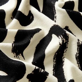 Viscosejersey abstracte penseelstreken – creme/zwart, 