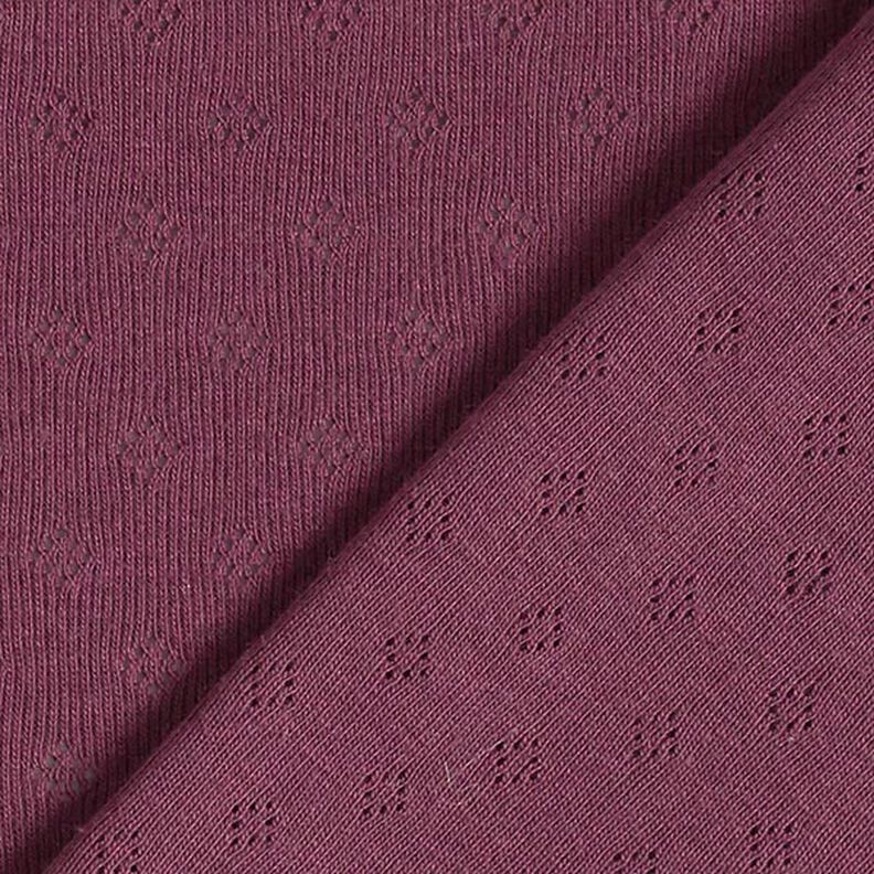 Fijngebreide jersey met gaatjesmotief – aubergine,  image number 4
