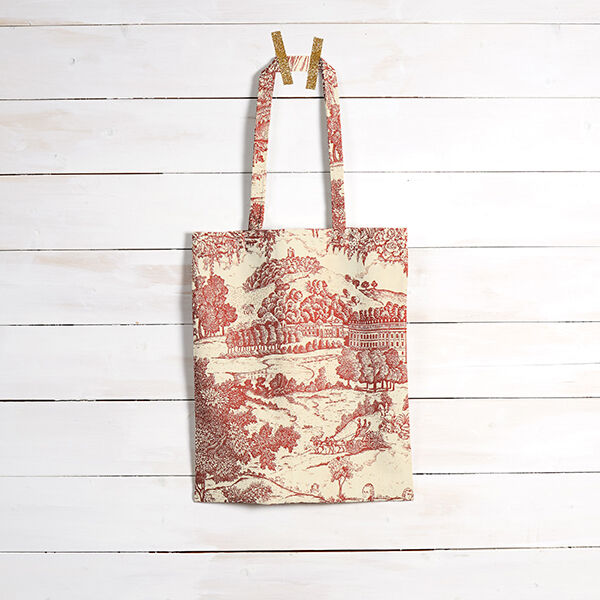 Decostof half panama Toile de Jour – karmijnrood/creme, image number 7