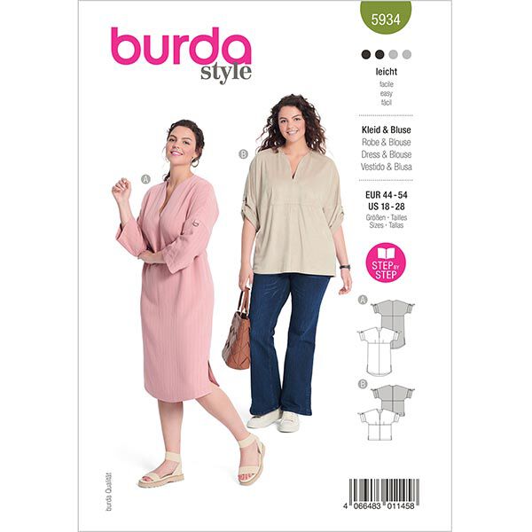 Plus size- jurk/Blouse  | Burda 5934 | 44-54,  image number 1