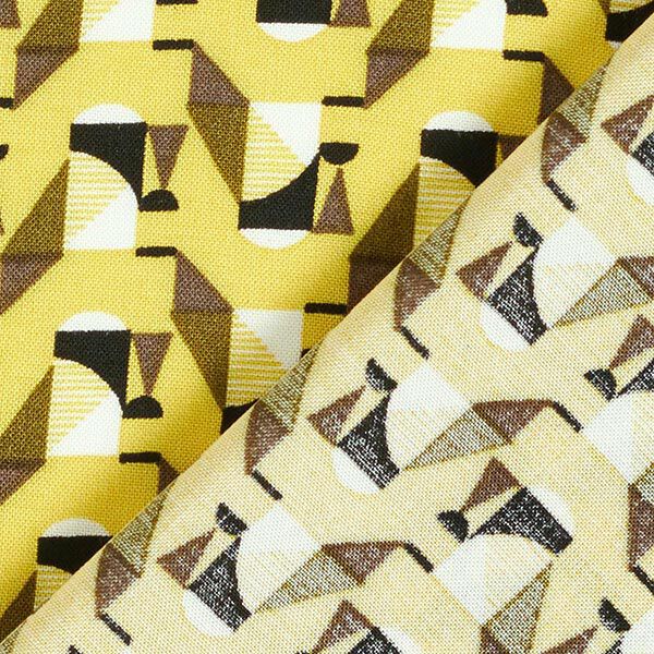 Viscose stof Retro mozaïek – geel, image number 4
