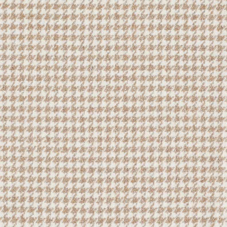 Mantelstof Wolmix Glitter pied-de-poule – mocca/ecru, image number 1