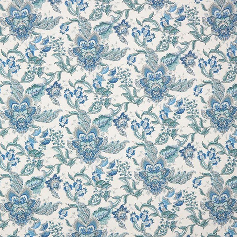 Decostof Canvas oosterse bloemenornamenten 280 cm – wit/blauw,  image number 1