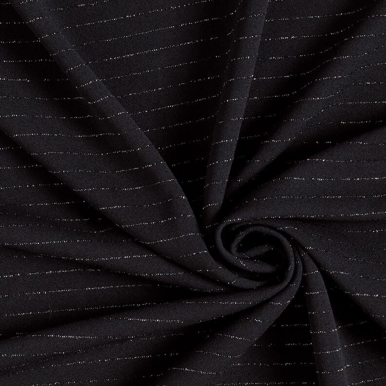 Broekstof stretch glitter krijtstreep – zwart/zilver metallic,  image number 3