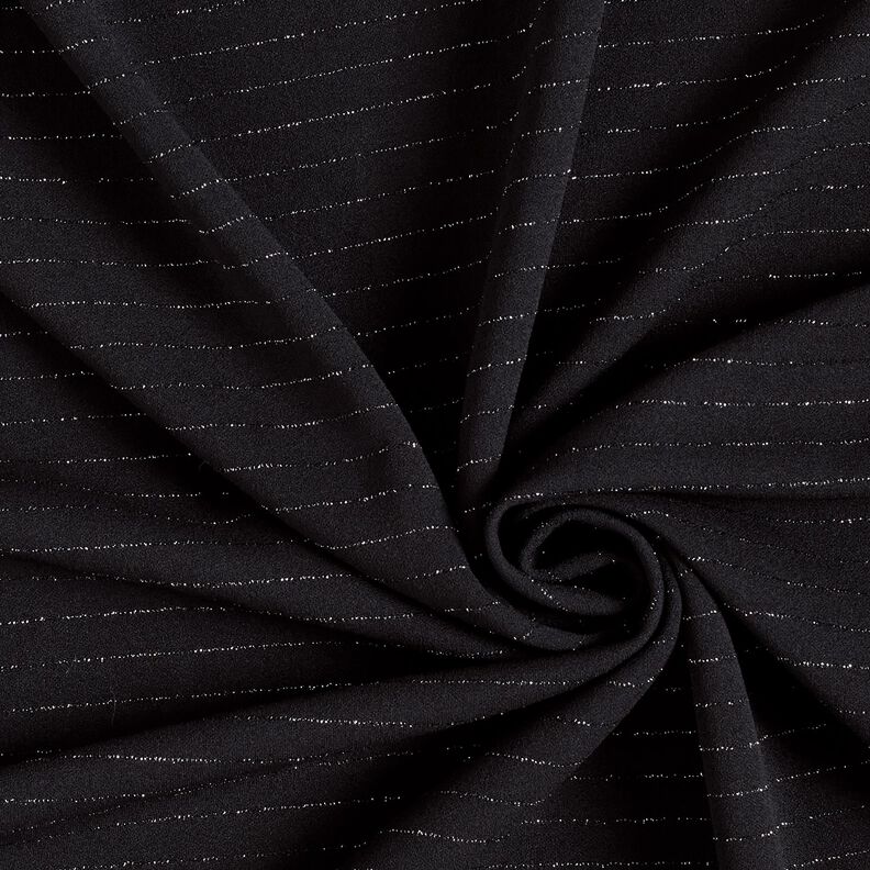 Broekstof stretch glitter krijtstreep – zwart/zilver metallic, image number 3