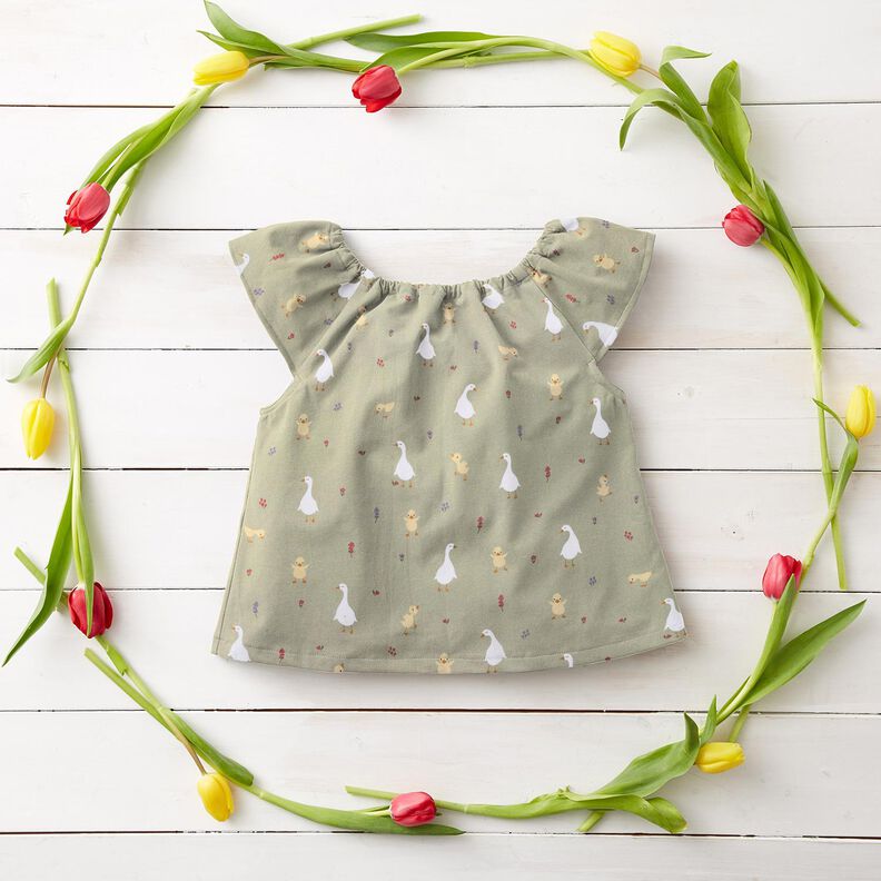 GOTS Katoenpopeline schattige ganzen en kuikens | Poppy Fabrics – greige,  image number 5