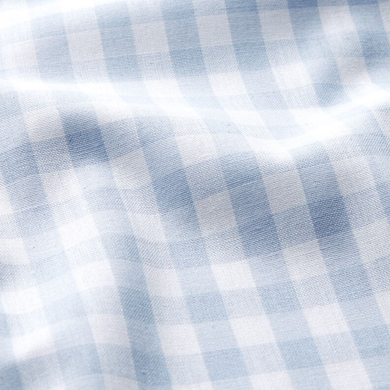 Katoenen stof Vichy ruit 1 cm – licht jeansblauw/wit, image number 2