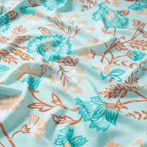 Viscose Voile Bloemen Tiffany – licht turkoois, 
