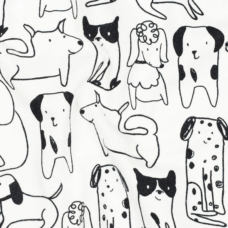 Katoenflanel Honden | Poppy Fabrics – wit/zwart, image number 2