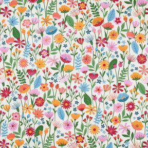 Decostof Half panama kleurrijke bloemen – ivoor/pastelviolet, 