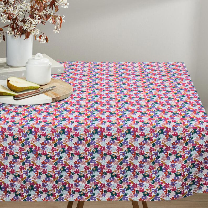 Gecoate katoen Pastelkleurige bloemen – wit/lila,  image number 7