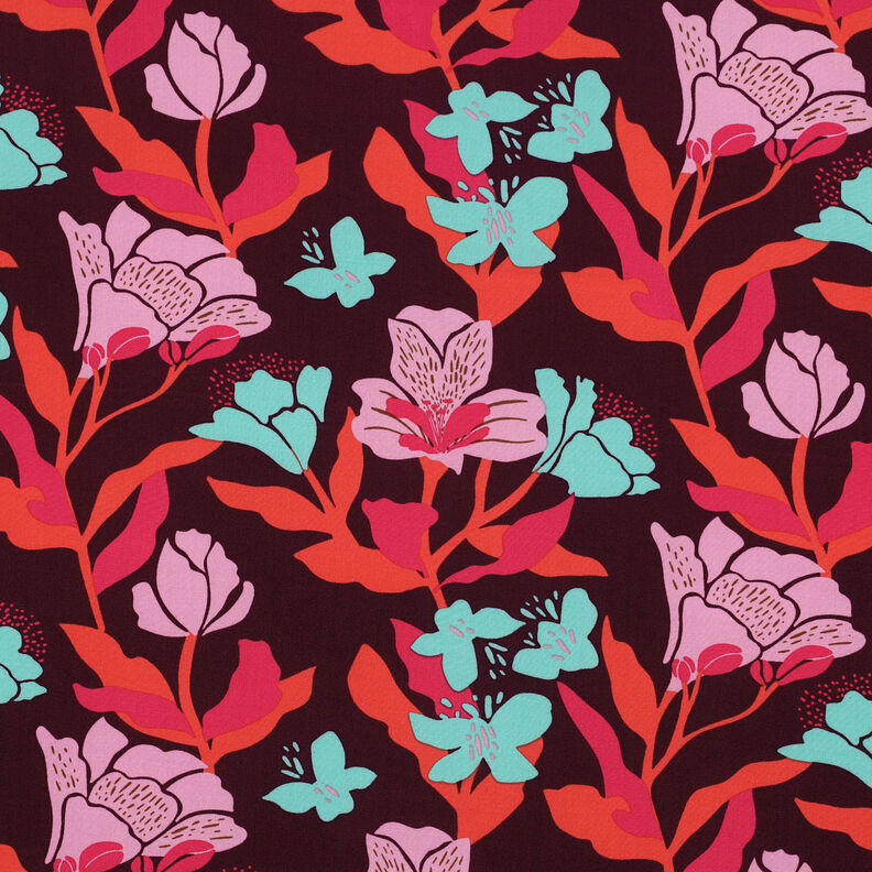 LENZING™ ECOVERO™ viscosestof Amira Floral | Nerida Hansen – merlot/chili,  image number 1
