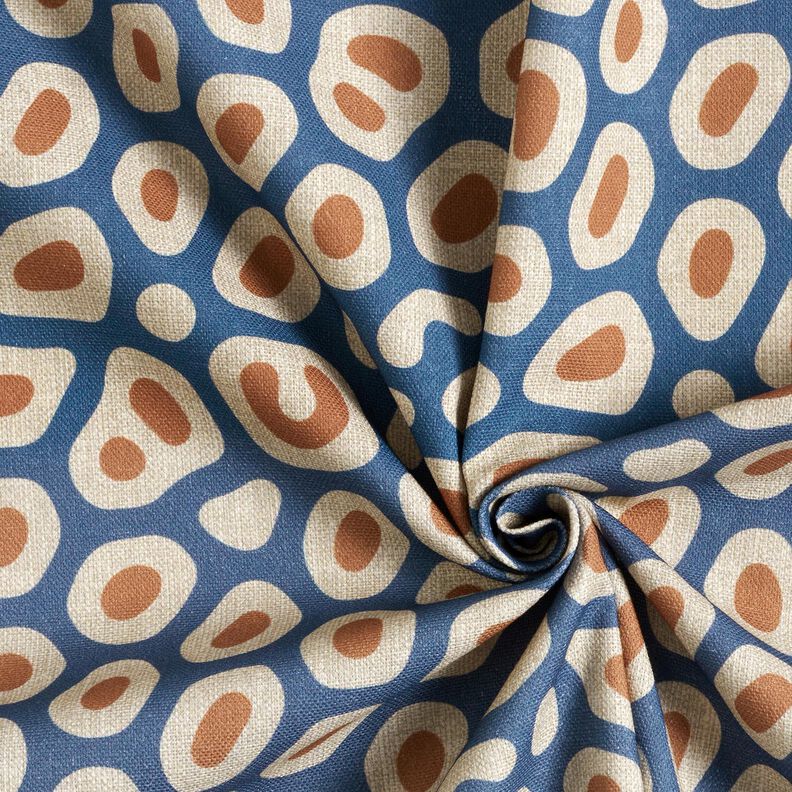Decostof Half panama abstract luipaardpatroon – blauw/cashew, image number 3