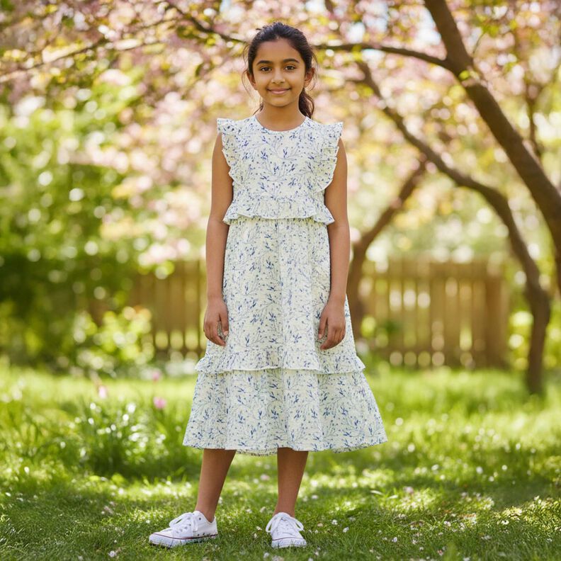 Seersucker zachte bessentakjes &ndash; wolwit/jeansblauw,  image number 5