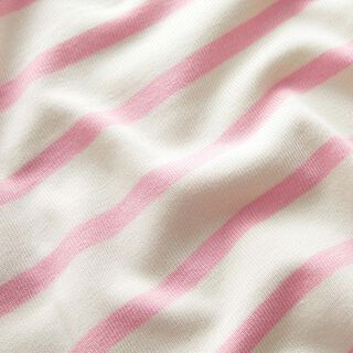 Katoenjersey dwarsstrepen – wit/roze, 