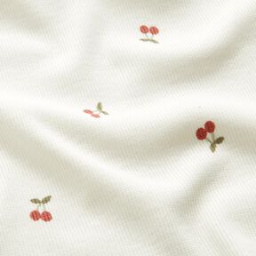 Ribjersey kleine kersen – ecru, 