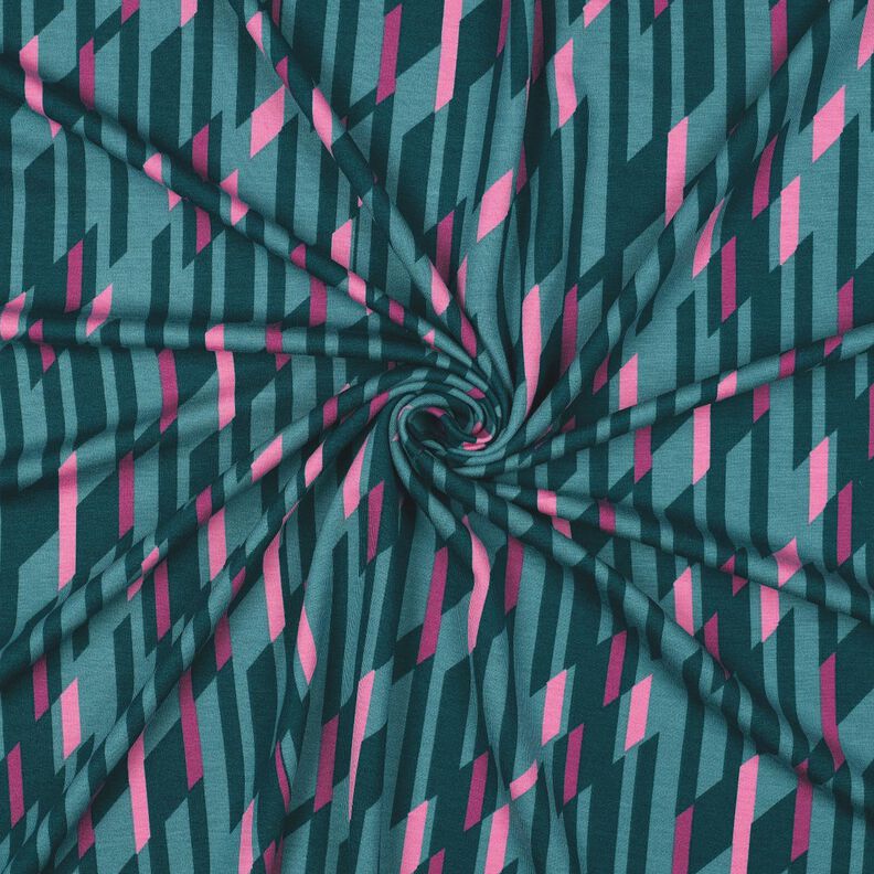 Romaniet jersey abstracte ruiten – petroleum/roze,  image number 3