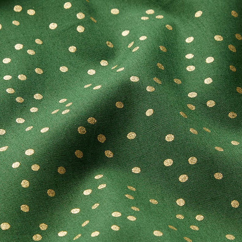 Katoenen stof Popeline fijne stippen – groen/goud,  image number 2