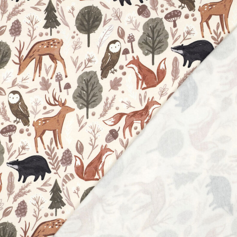 Sweatshirt geruwd Dieren in het bos Digitaal printen | Poppy Fabrics – ecru,  image number 4