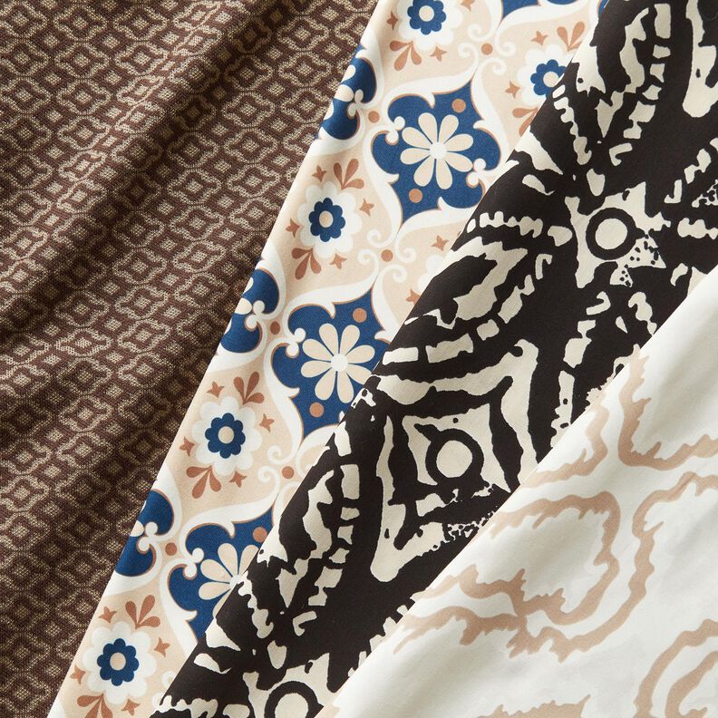 Katoenen stoffen slangenlijnen – beige/donkerbeige,  image number 6