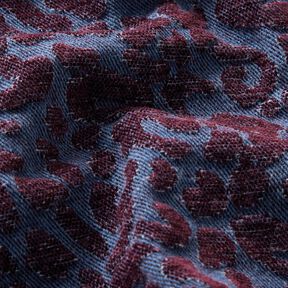 Broekstof denimlook luipaardprint – aubergine/jeansblauw, 