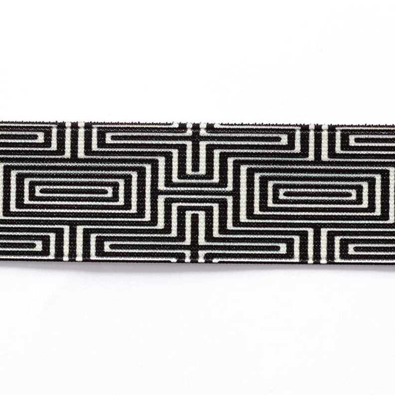 Elastiek labyrint [ 3,5 cm ] – zwart/wit,  image number 1