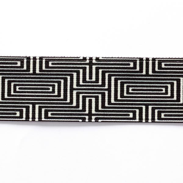 Elastiek labyrint  [ 3,5 cm ] – zwart/wit,  image number 1
