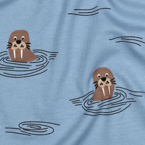 Sweatshirt geruwd Walrussen | by Poppy – licht jeansblauw, 