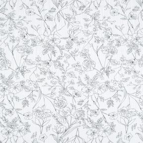Mousseline/dubbel gehaakte stoffen geschilderde bloemenweide – wit/zwart, 