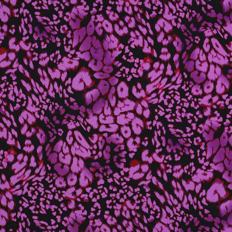 viscose stretch luipaardprint digitale print – zwart/roodlila,  image number 1