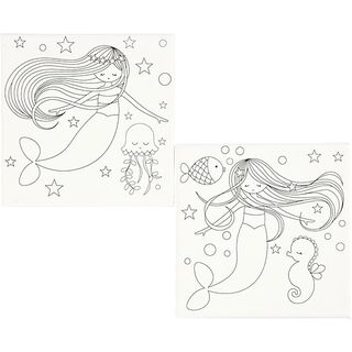 Spanramen bedrukt zeemeermin [ 20 x 20 cm ] – wit, 